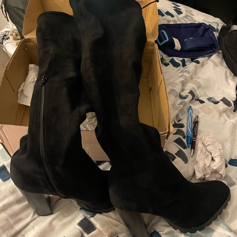 JustFab Black Heeled Boots
